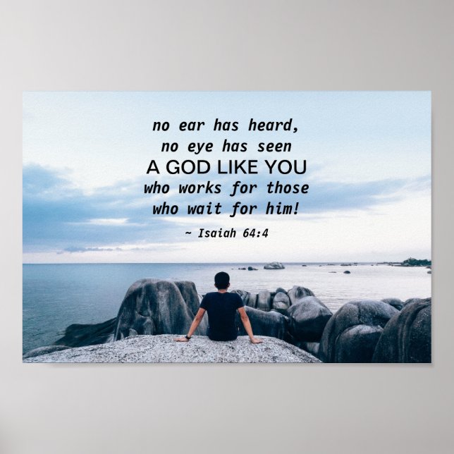 Poster Ésaïe 64:4 aucune oreille n'a entendu, Bible Verse (Devant)
