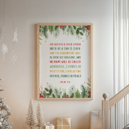 Poster Ésaïe 9:6 Pour nous un enfant est né Noël