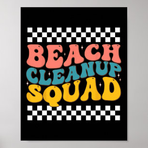 Poster Escadron De Nettoyage De Plage Design Rétro Super