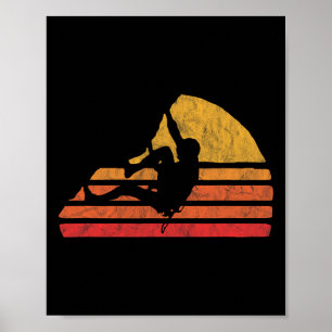 Poster Escalade de blocs rétro en détresse Soleil des ann