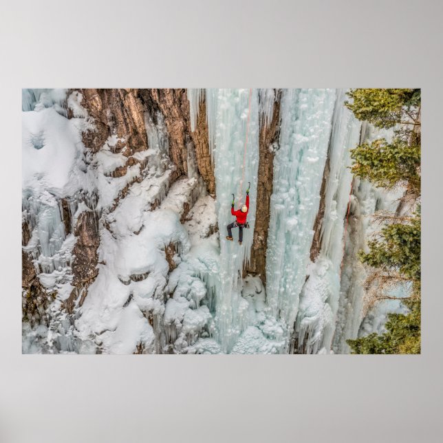 Poster Escalade de glace Cliff ascendante (Devant)