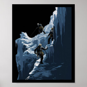 Poster Escalade de glace Grimpeur de glace Roche gelée Mo