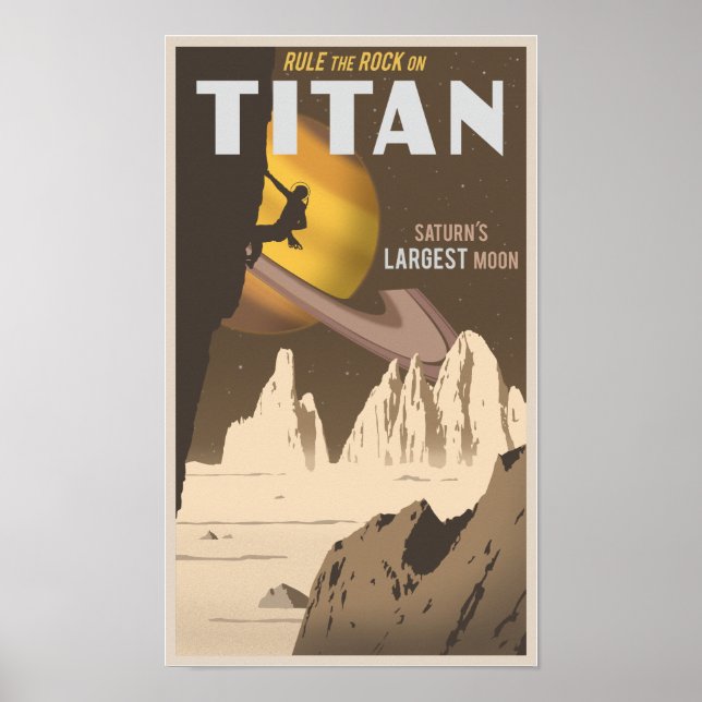 Poster Escalade rocheuse sur Titan, une lune de Saturne (Devant)