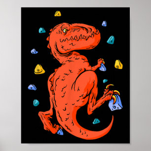 Poster Escalade T-rex Dino Bouldering
