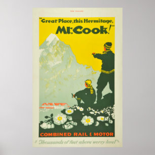 Poster Escalade vintage de voyage de la Nouvelle Zélande