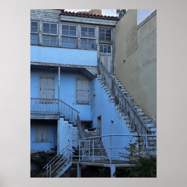 Poster Escalier bleu à Athènes (Devant)