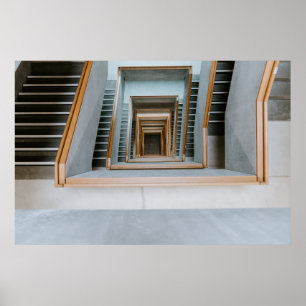 POSTER ESCALIER EN BÉTON GRIS EN JOURNÉE