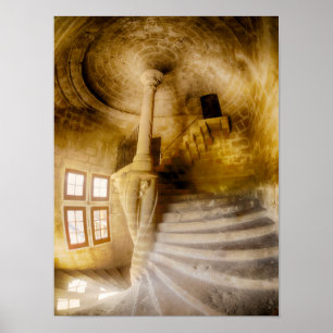 Poster Escalier en spirale du château, France