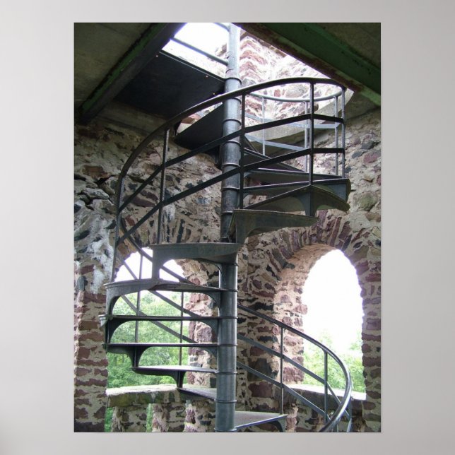 Poster Escalier Spiral à la tour Poet's Seat Tower en Mes (Devant)
