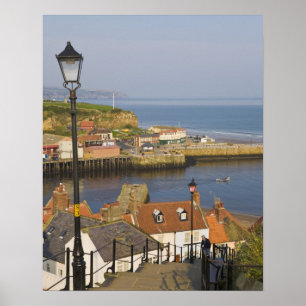 Poster Escaliers menant au port, Whitby, Nord