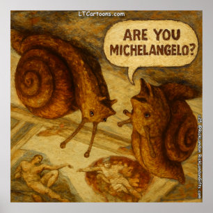 Poster Escargot Curieux & Dessin Animé Parodique de Miche