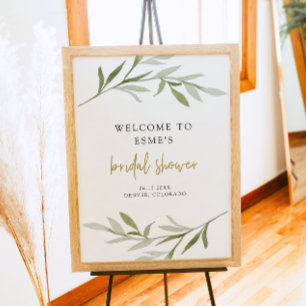 Poster ESME Bohème Greenery Or Bienvenue à la Baby Shower