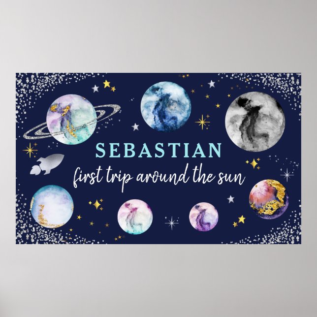 Poster Espace Anniversaire Premier Voyage Autour Du Solei (Devant)