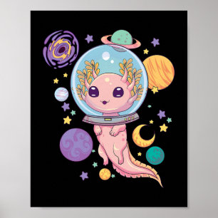 Poster Espace Axolotl Kawaii Pastel Goth Anime Aesthétiqu