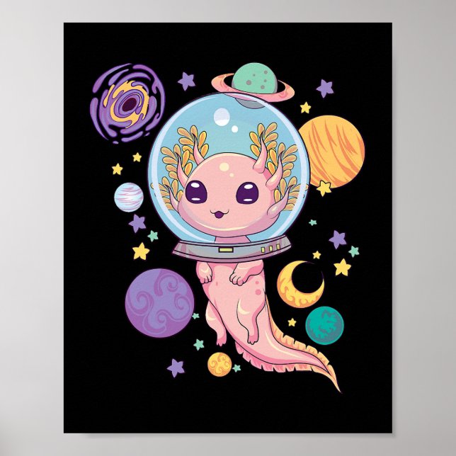 Poster Espace Axolotl Kawaii Pastel Goth Anime Aesthétiqu (Devant)