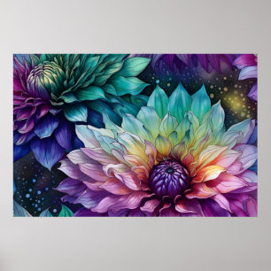 Poster Espace coloré Dahlia Fleur