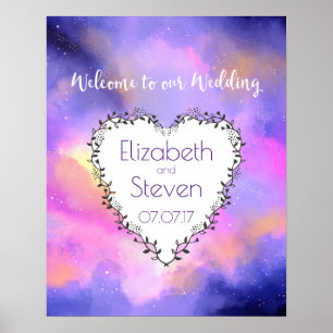 Poster Espace cosmique Mariage thématique Bienvenue