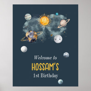 Poster Espace Extérieur Anniversaire Galaxie Soleil Lune 