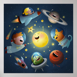 Poster Espace Galaxie Enfants 