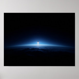 Poster Espace minimaliste silhouette de lancement depuis