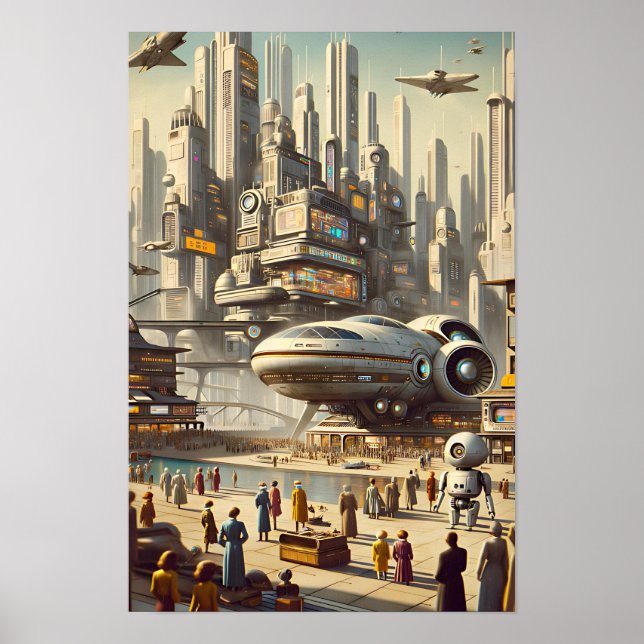 Poster Espace Moderne Du Milieu Du Siècle - Futuriste Élé (Devant)