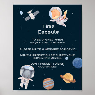 Poster Espace : Planètes et astronautes Capsule de temps