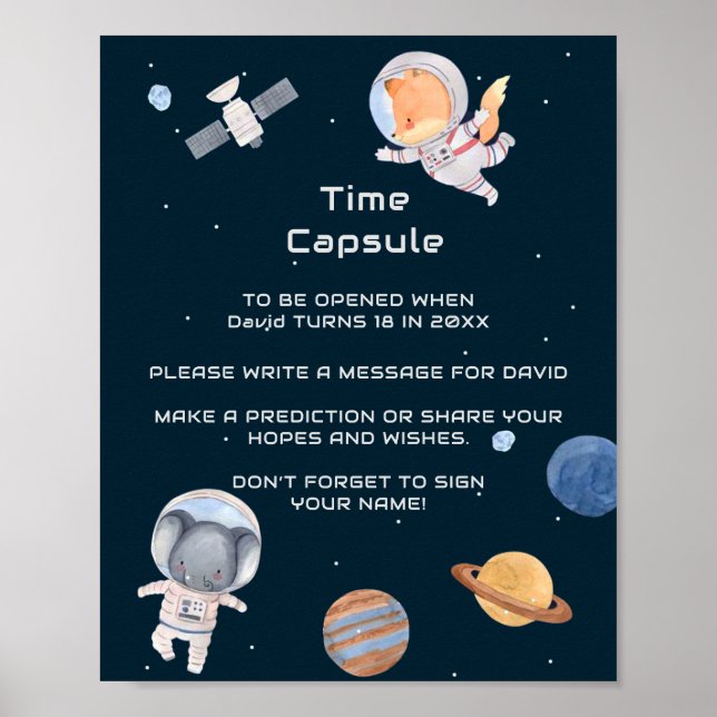Poster Espace : Planètes et astronautes Capsule de temps (Devant)