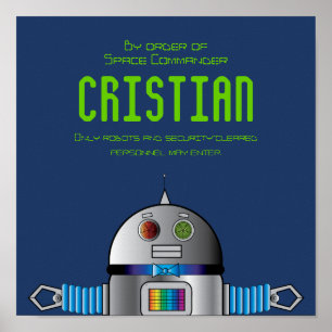Poster espace ROBOT panneau de chambre / bannière d'anniv