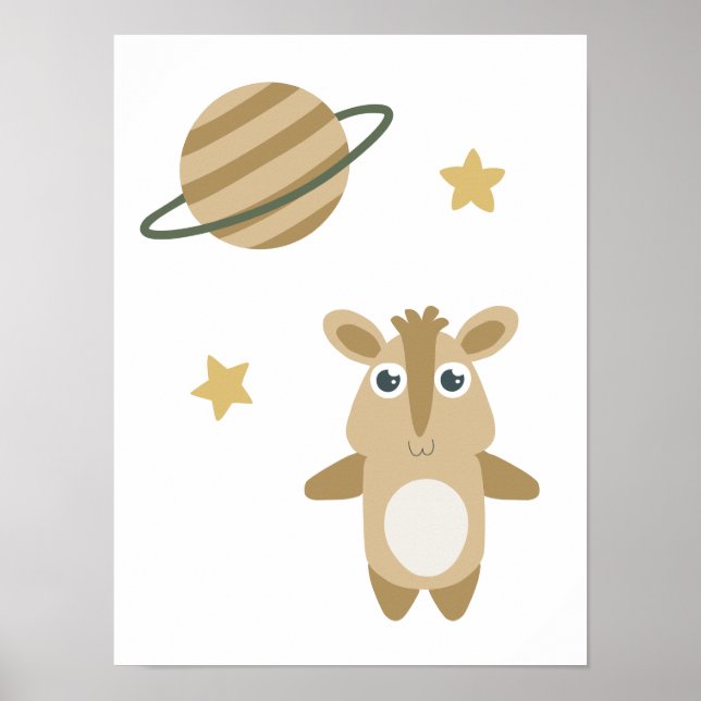 Poster Espace Whimsical Animal Planète Étoiles Enfants (Devant)