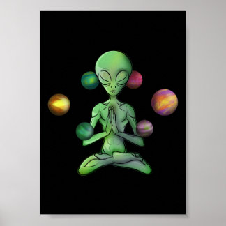 Poster Espace Yoga Alien spirituel Méditation