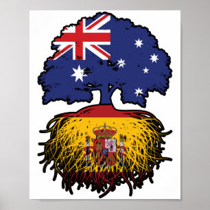 Poster Espagne Australie Australie drapeau des racines de