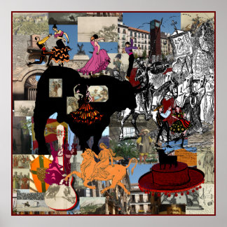 Poster Espagne collage de cadeaux culturels espagnols