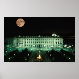 Poster Espagne, Madrid, Palais Royal et Plaza de