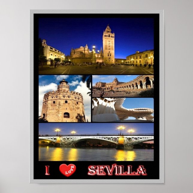 Poster Espagne - Sevilla - I Love - (Devant)