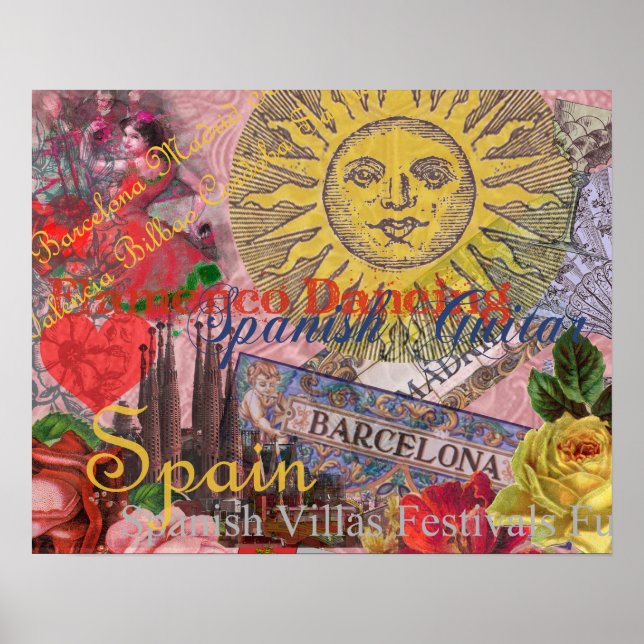 Poster Espagne Sunshine Espagnol Voyage vacances (Devant)