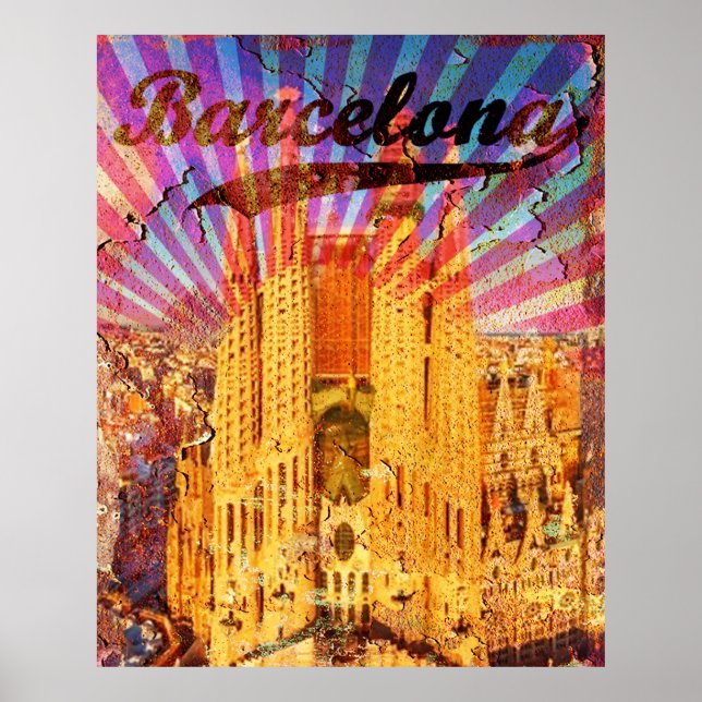 Poster Espagne Vintage Barcelone (Devant)