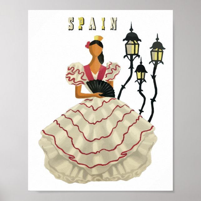Poster Espagnol danseuse flamenco femme Espagne Travel Ar (Devant)