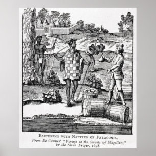 Poster Espagnol échangeant avec des indigènes de