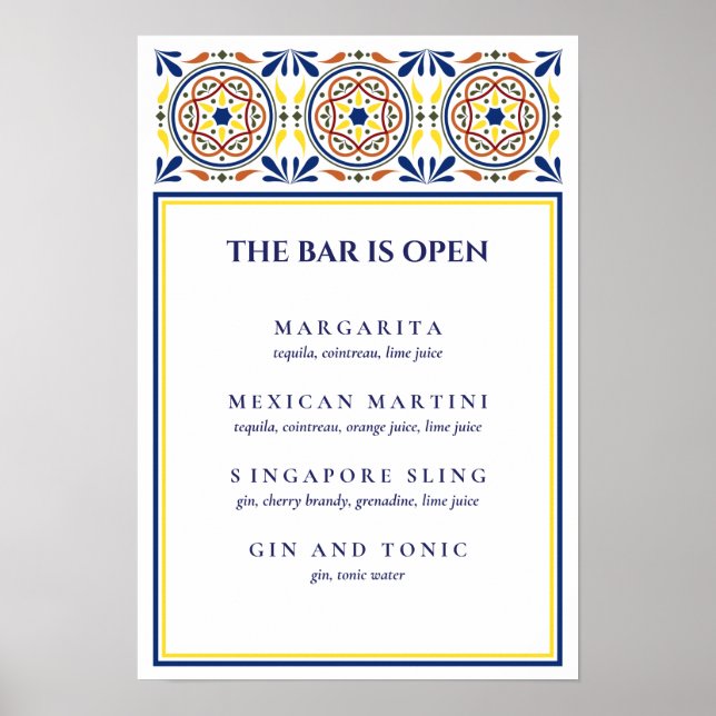 Poster Espagnol Marine Tile Jaune Signature Cocktail VF (Devant)