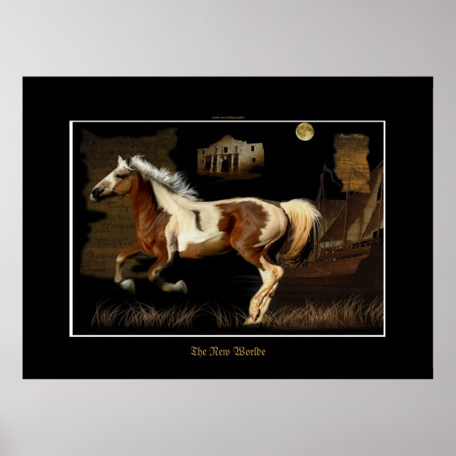 Poster Espagnol Mustang Nouveau Monde Horse-lover Imprime (Devant)