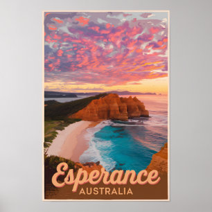 Poster Esperance Australie Illustration Voyage Art Retro