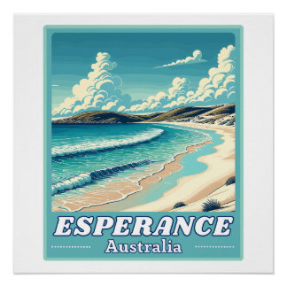 Poster Esperance en Australie Occidentale Skyline Rétro