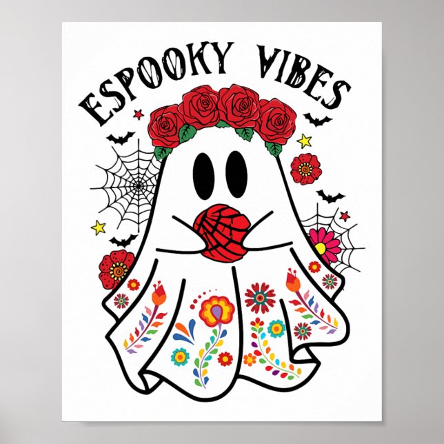 Poster Espooky Vibes Halloween Ghost Mexicain Concha Spoo (Devant)