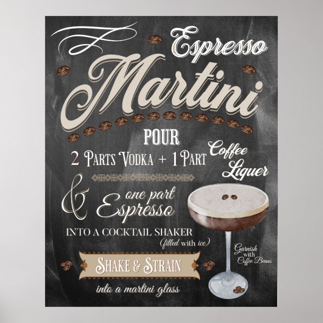 Poster Espresso Martini Chalkboard Recette (Devant)