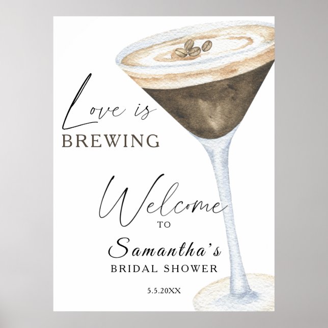 Poster Espresso Martini Douche nuptiale Bienvenue (Devant)