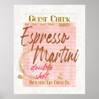 Poster Espresso Martini Guest Check Type de réception