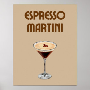 Poster Espresso Martini Retro Tan et cocktail Brown
