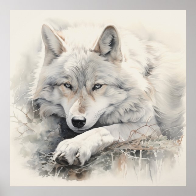 Poster Esprit d'argent Wolf animal (Devant)