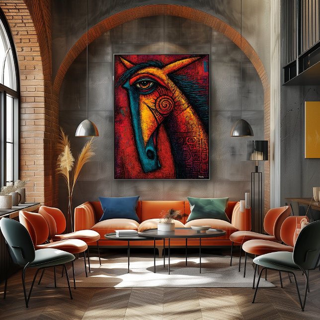 Poster Esprit de Cheval Primitif – Abstraction Expression (Créateur téléchargé)