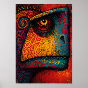 Poster Esprit de dinosaure primal expressionniste abstrai
